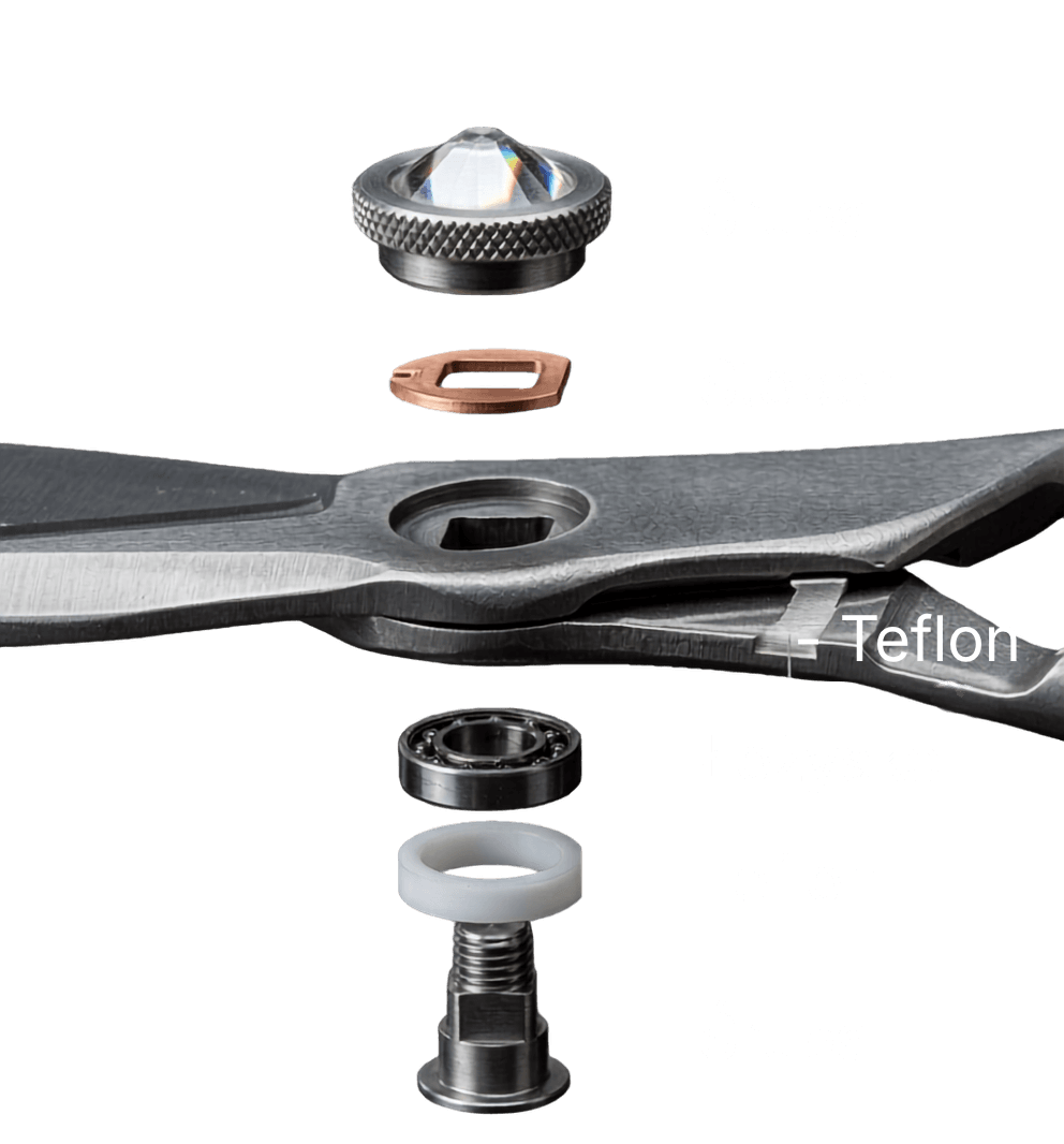 Mechanizm łożyskowy nożyczek — widok rozłożony