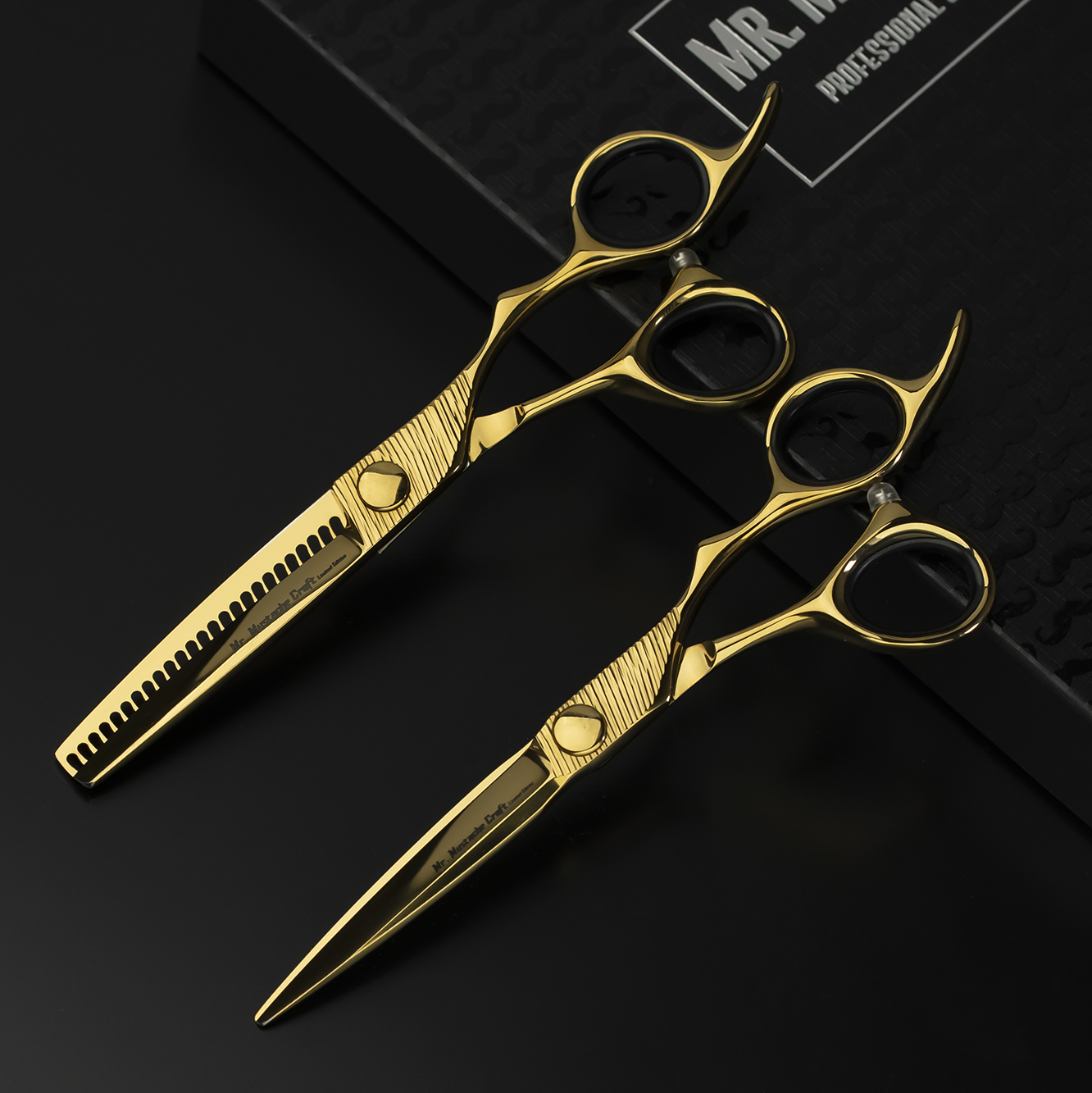 Zestaw Nożyczki 5.5"+ Degażówki 5.5" Mr.Mustache Gold Craft