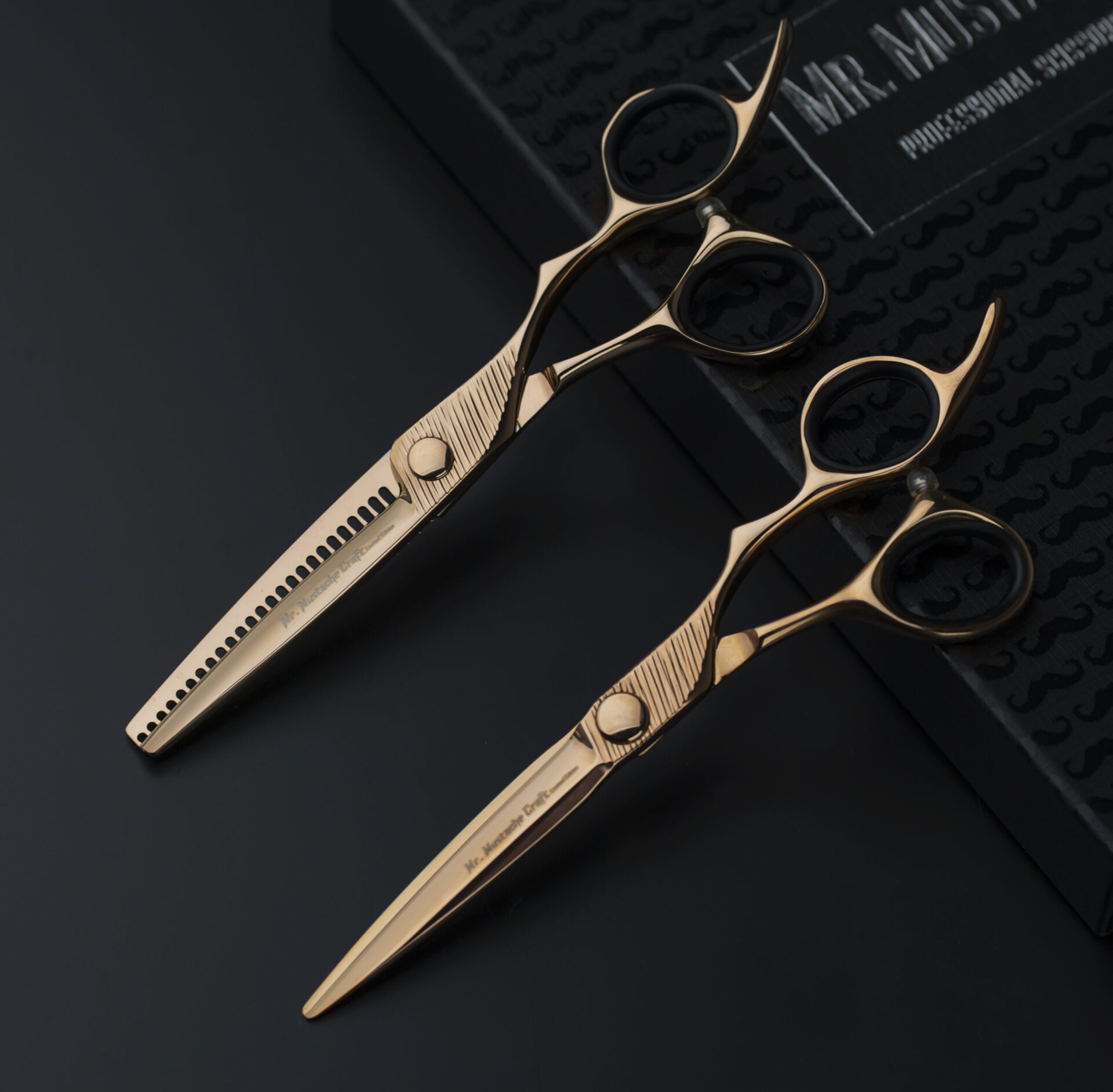Zestaw Nożyczki 6"+Degażówki 5.5" Mr.Mustache Rose Gold Craft