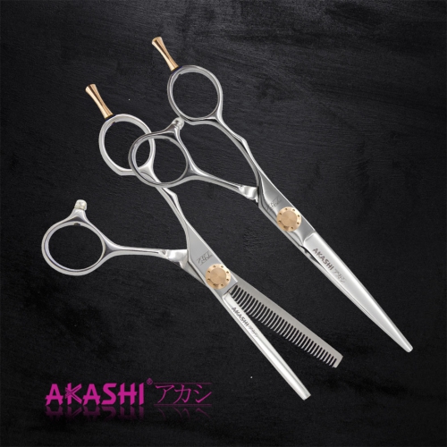 Leworęczny zestaw Akashi LC-SET 7 Nożyczki Fryzjerskie LC-F-6" + Degażówki Fryzjerskie LC-K-5.5" (Kopia)